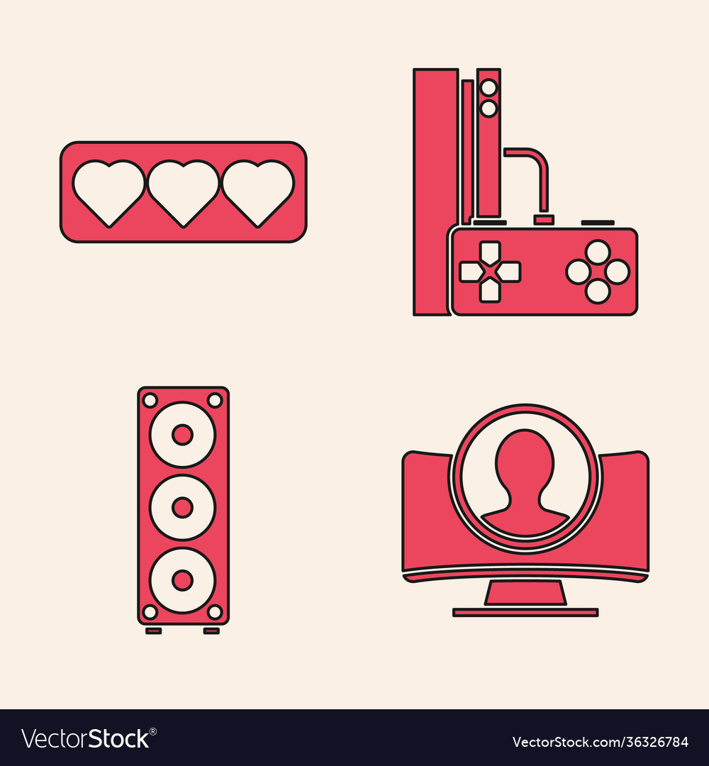 Set create account screen like and heart game vector image Set create account screen like and heart game