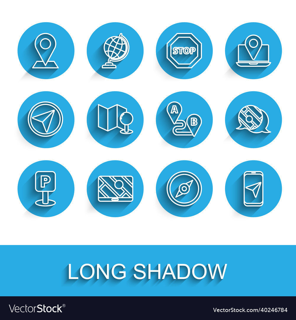 Set line parking city map navigation location vector image Set line parking city map navigation location