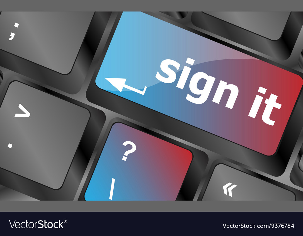Sign it or login concept with key on computer