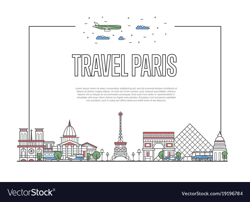 Travel paris poster in linear style