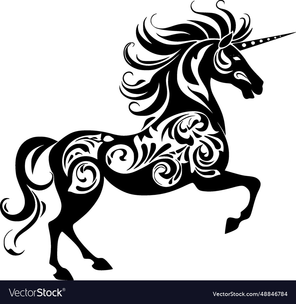 Unicorn - black and white isolated icon