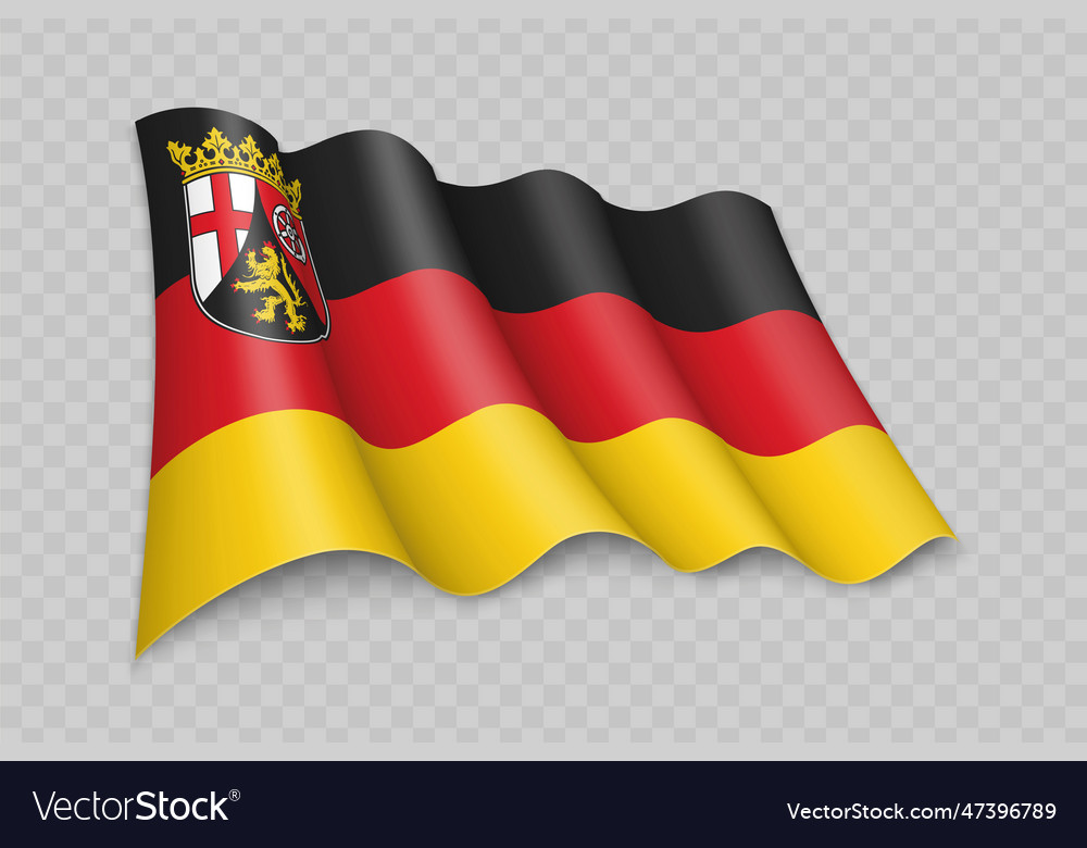 3d realistic waving flag of rhineland-palatinate