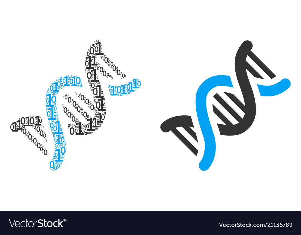Dna spiral collage of binary digits vector image Dna spiral collage of binary digits