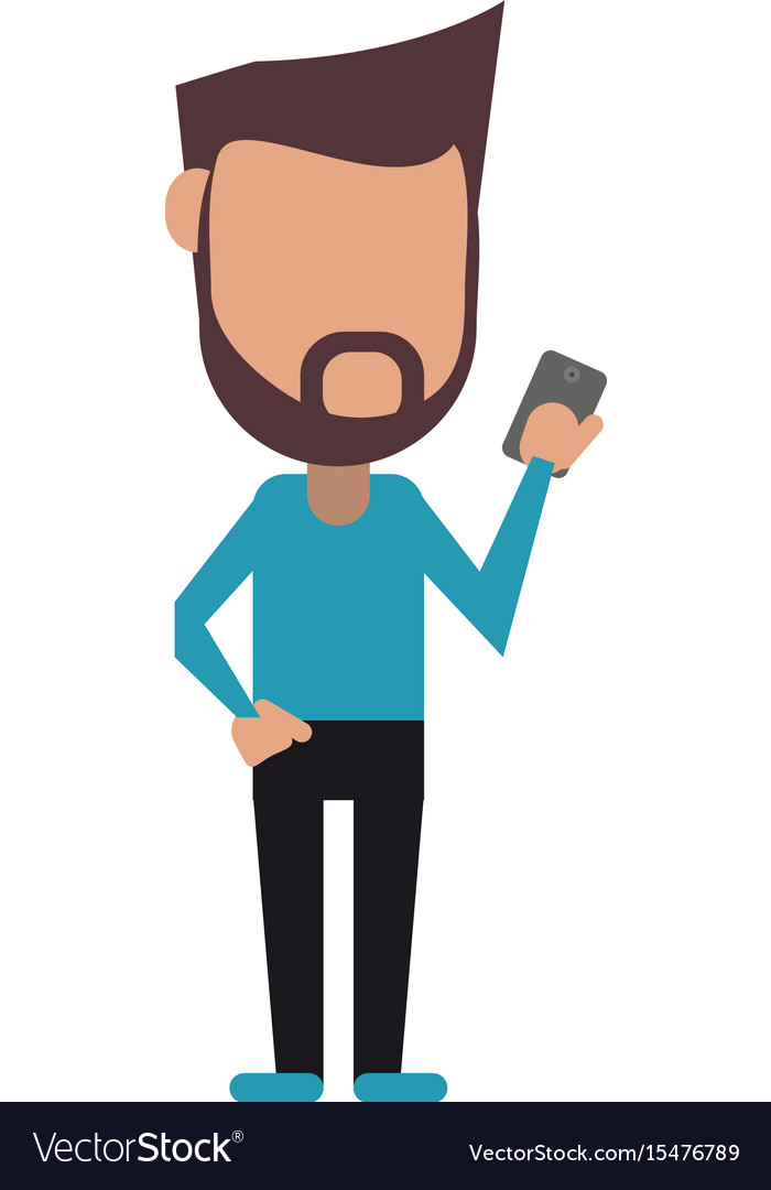 Faceless person using smartphone icon image