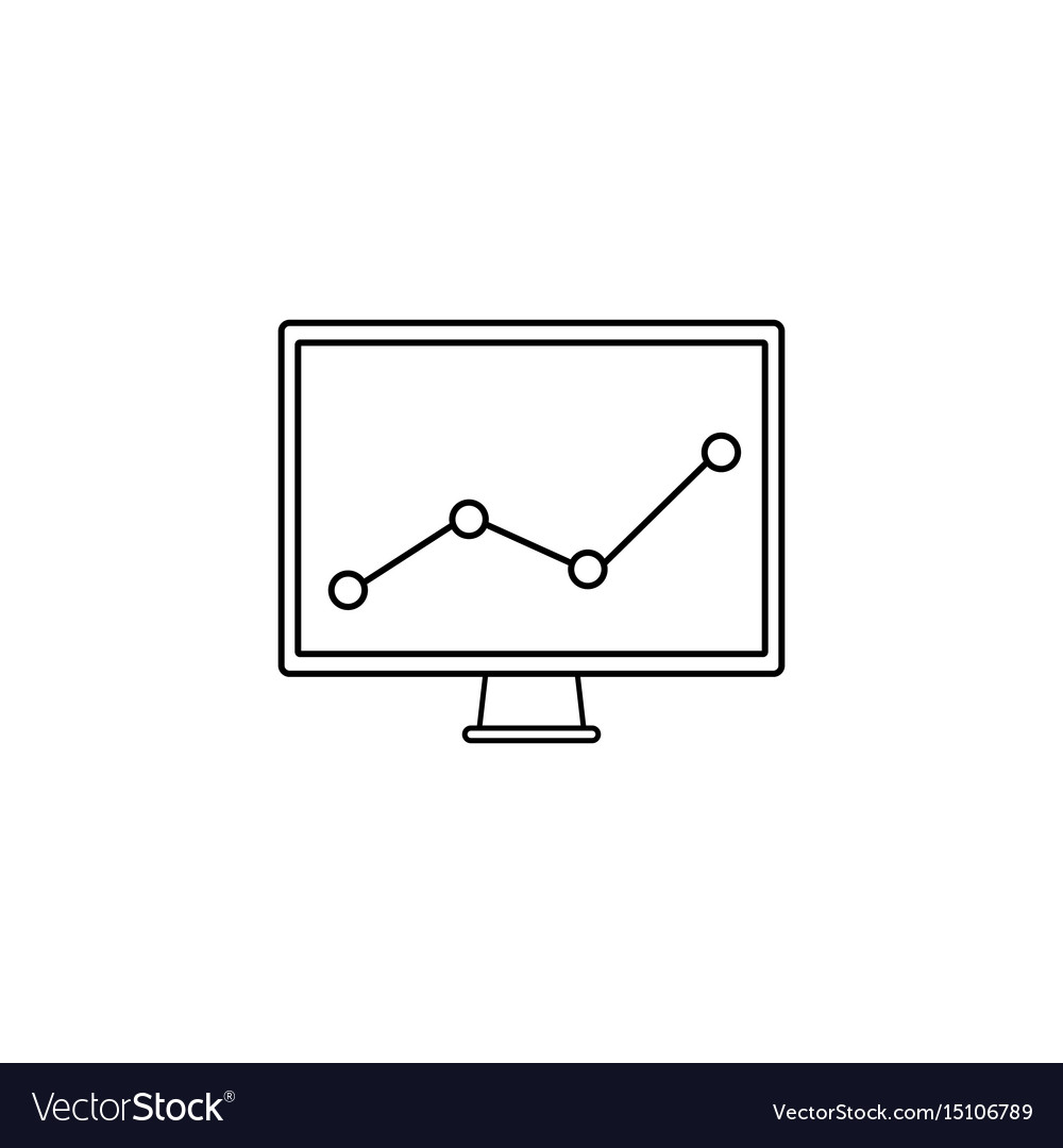 Market monitoring line icon computer analysis Vector Image