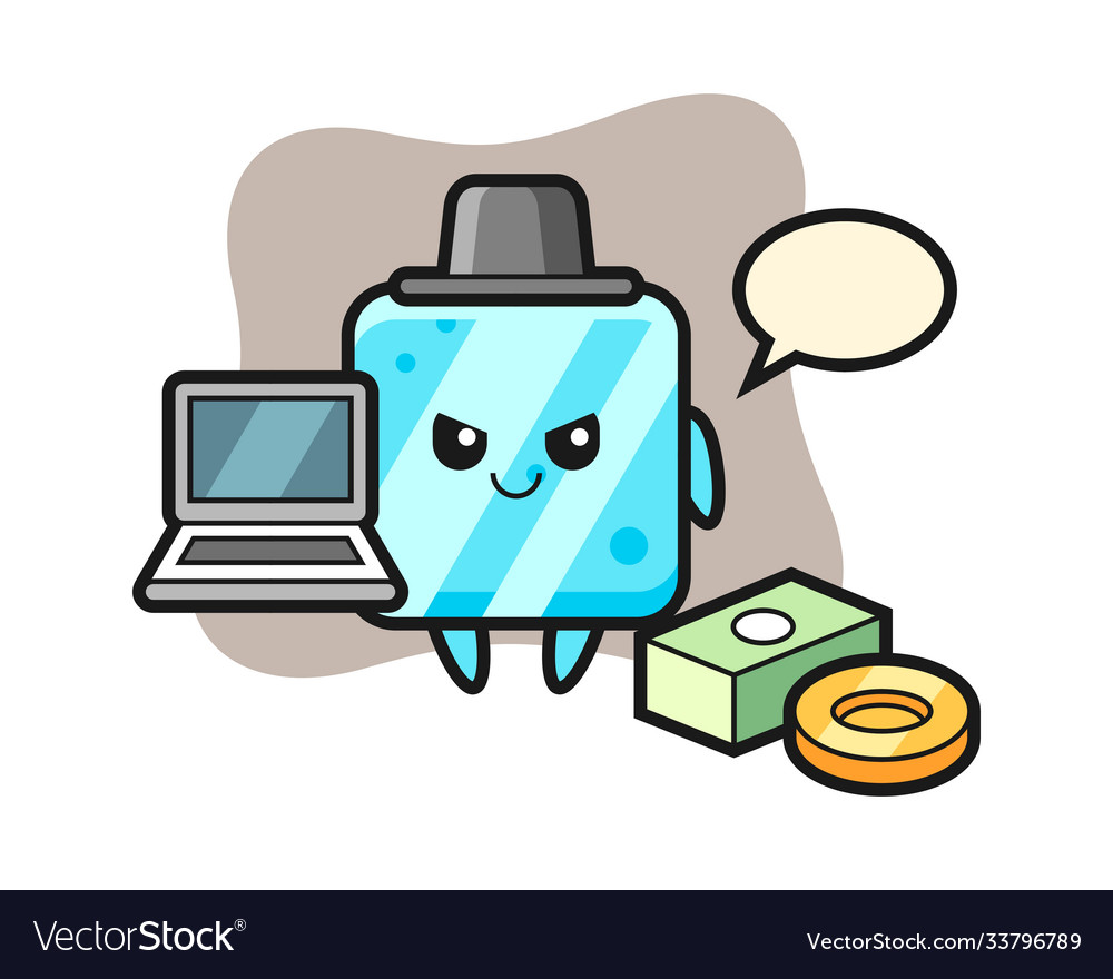 Mascot ice cube as a hacker vector image Mascot ice cube as a hacker