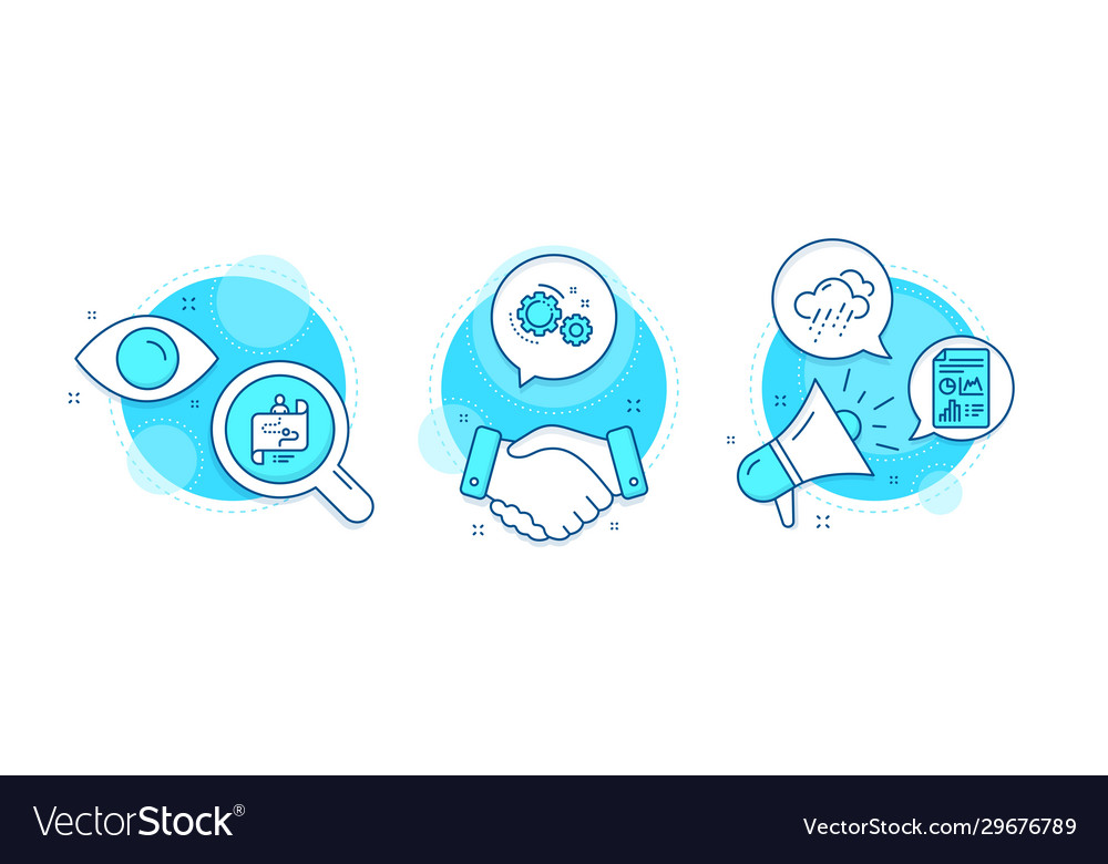 Report document journey path and gears icons set Vector Image Report document journey path and gears icons set