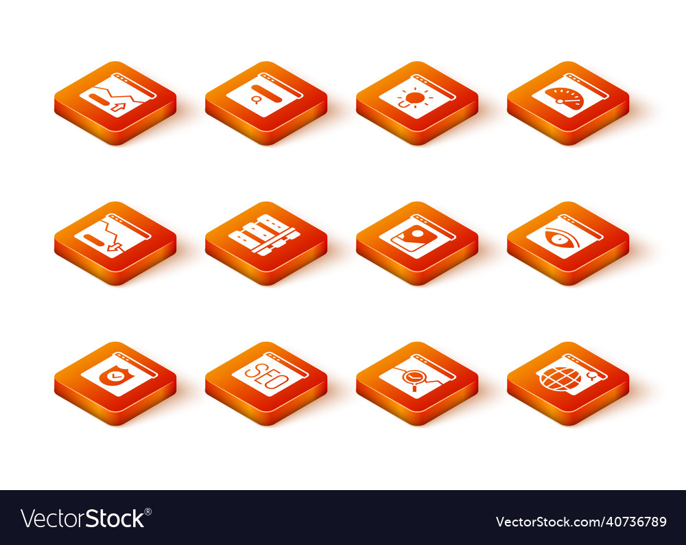 Set browser with shield seo optimization vector image Set browser with shield seo optimization