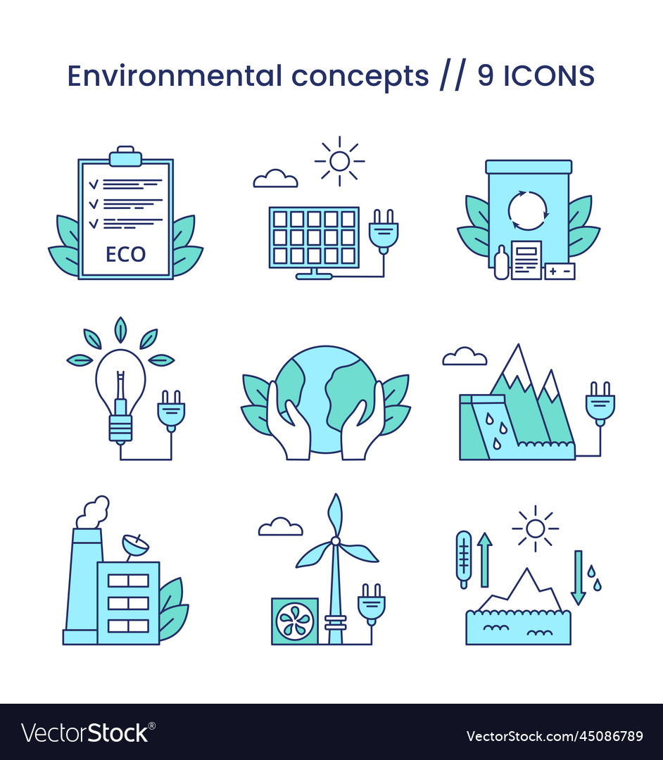 Icons Umwelt esg Konzept festlegen