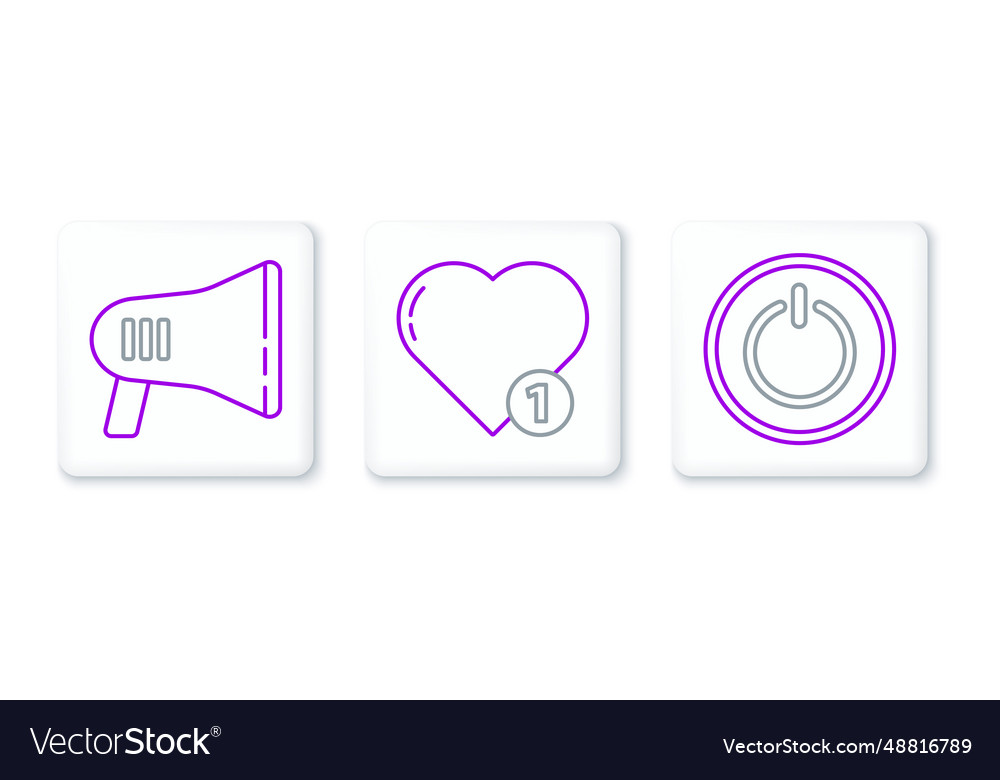 Set line power button megaphone and like Vector Image Set line power button megaphone and like