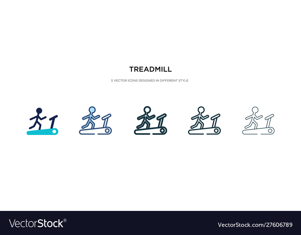 Treadmill icon in different style two colored vector image Treadmill icon in different style two colored