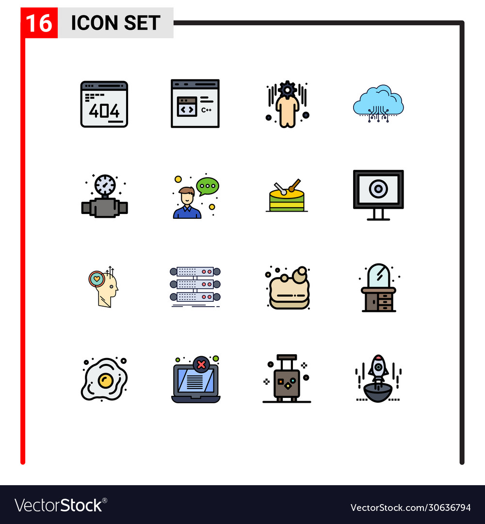 16 universal flat color filled lines set for web