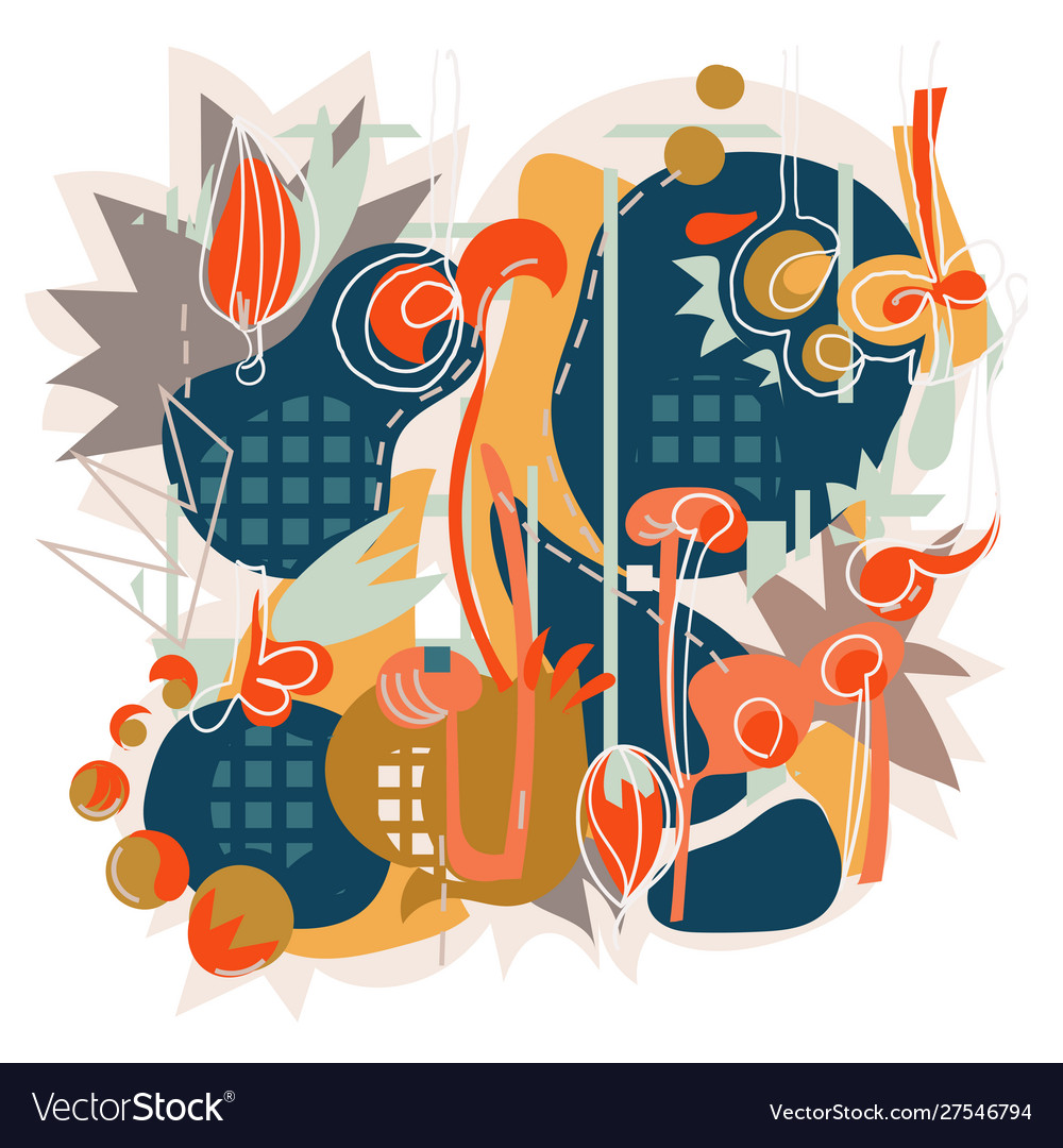 Abstract color tropical floral elements paper