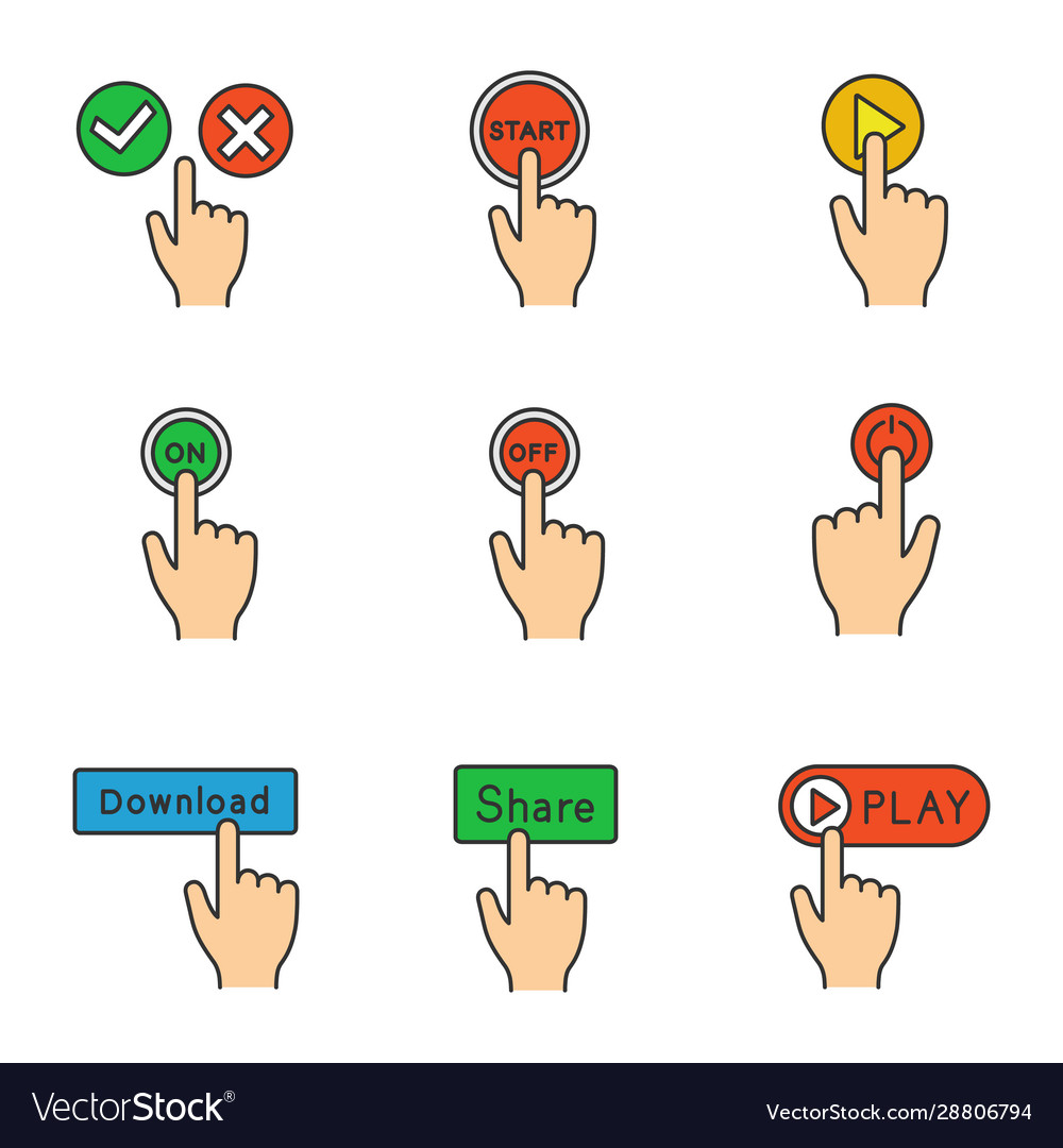 App buttons color icons set vector image App buttons color icons set