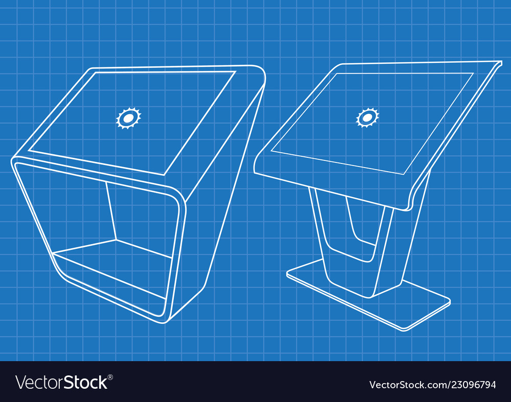 Blueprint of two interactive information kiosk vector image Blueprint of two interactive information kiosk