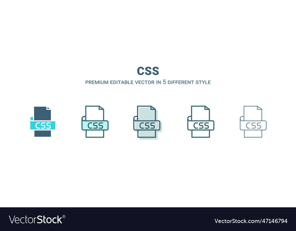 Css icon in 5 different style outline filled two