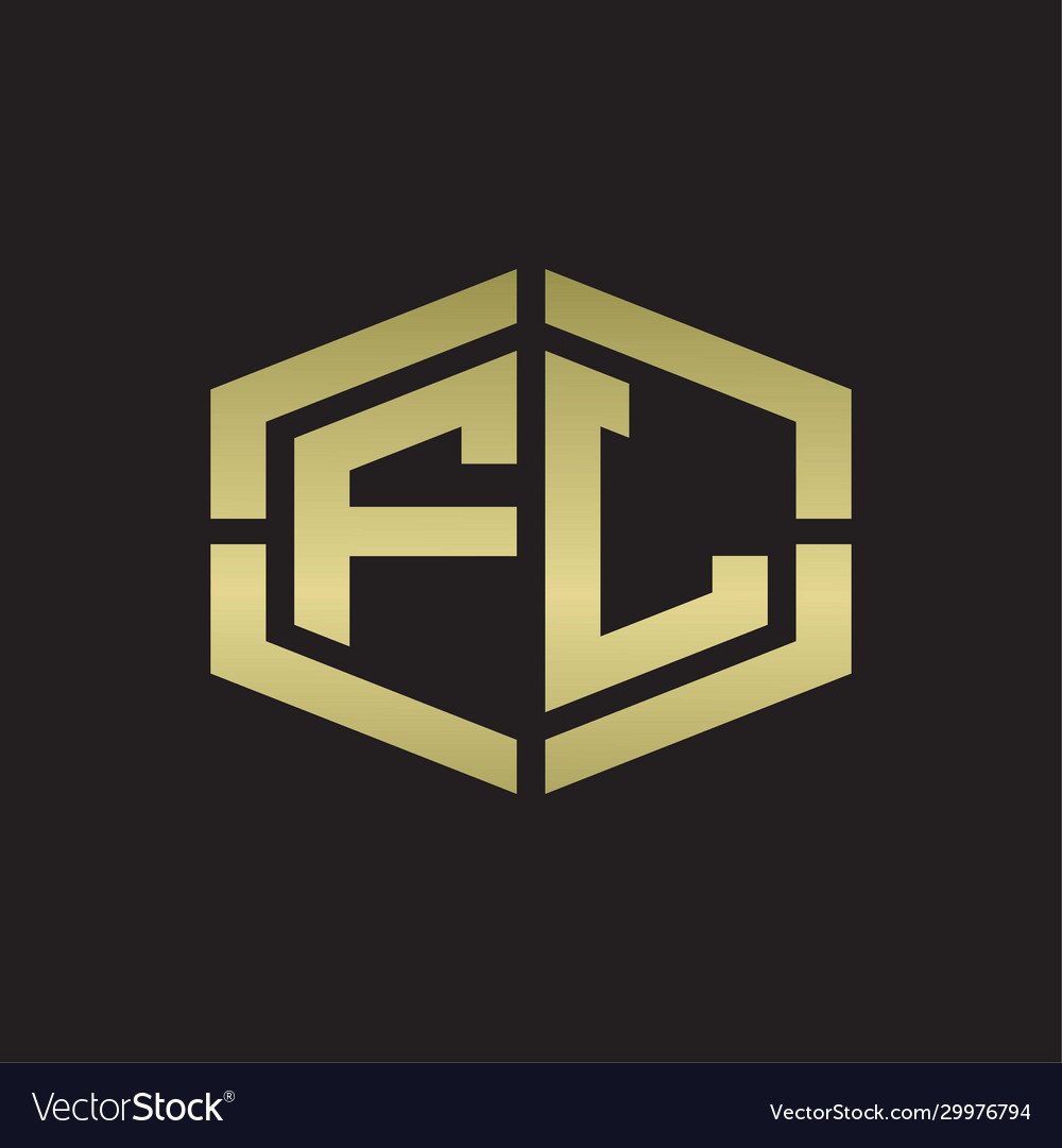 Fl logo monogram with hexagon shape and piece