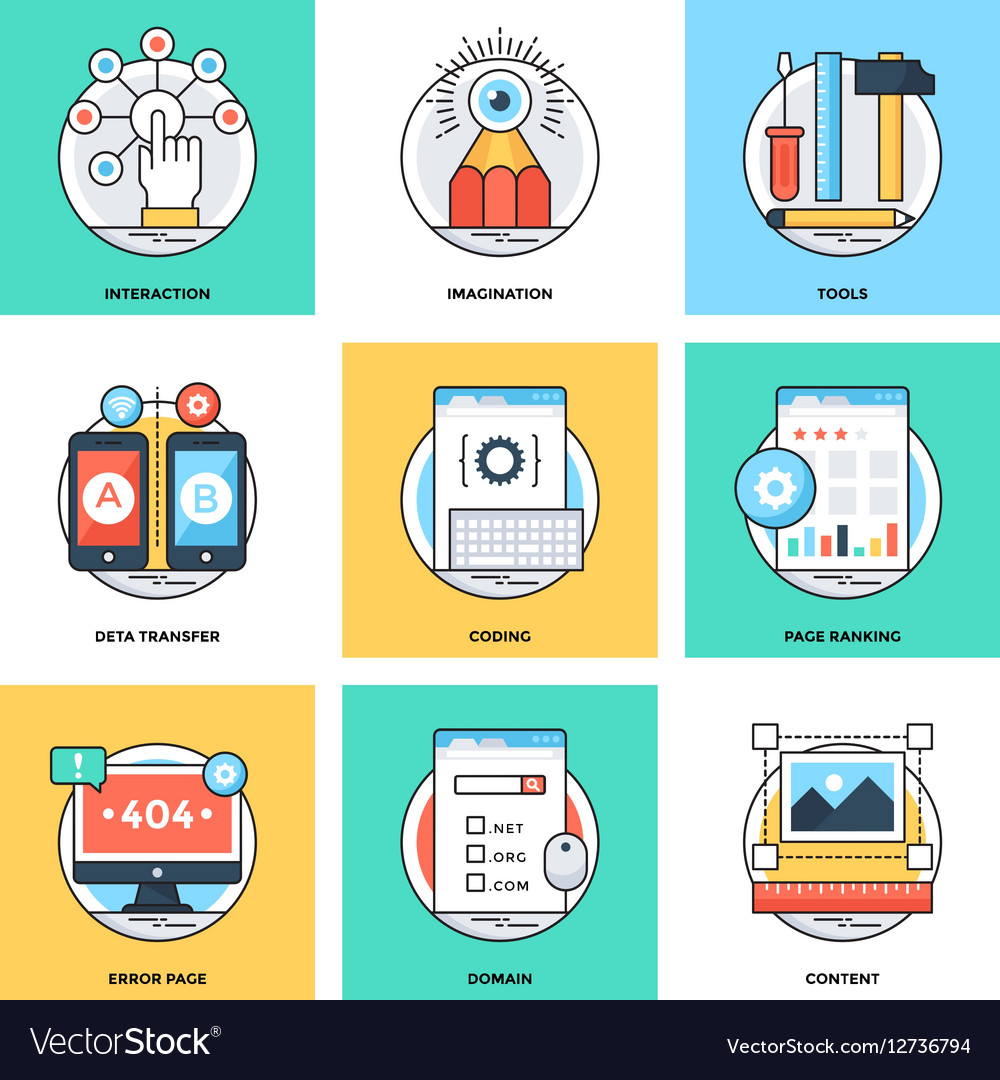 Flat Color Line Icons - Diverse Concepts
