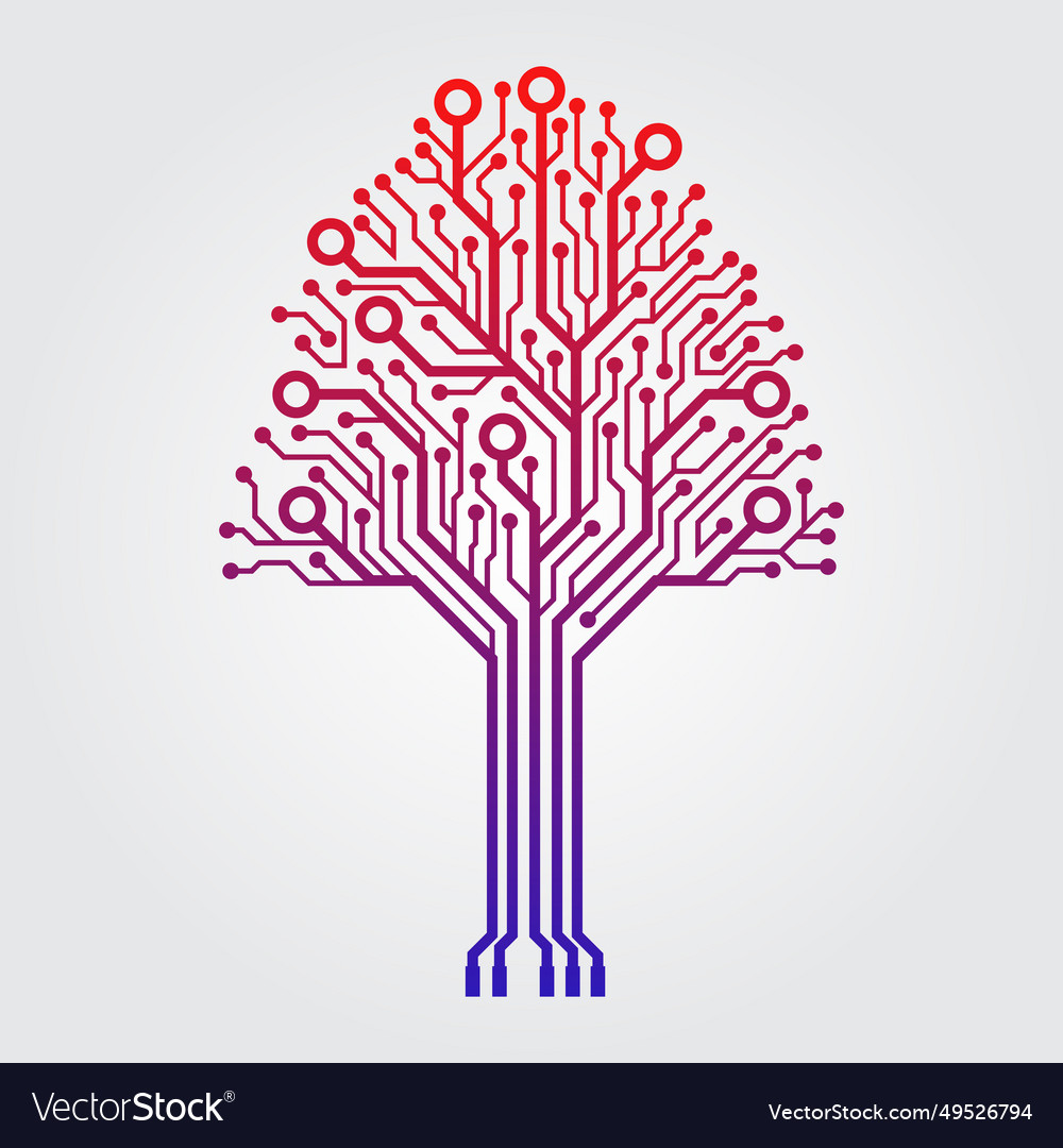 Gradient circuit technology tree vector image Gradient circuit technology tree