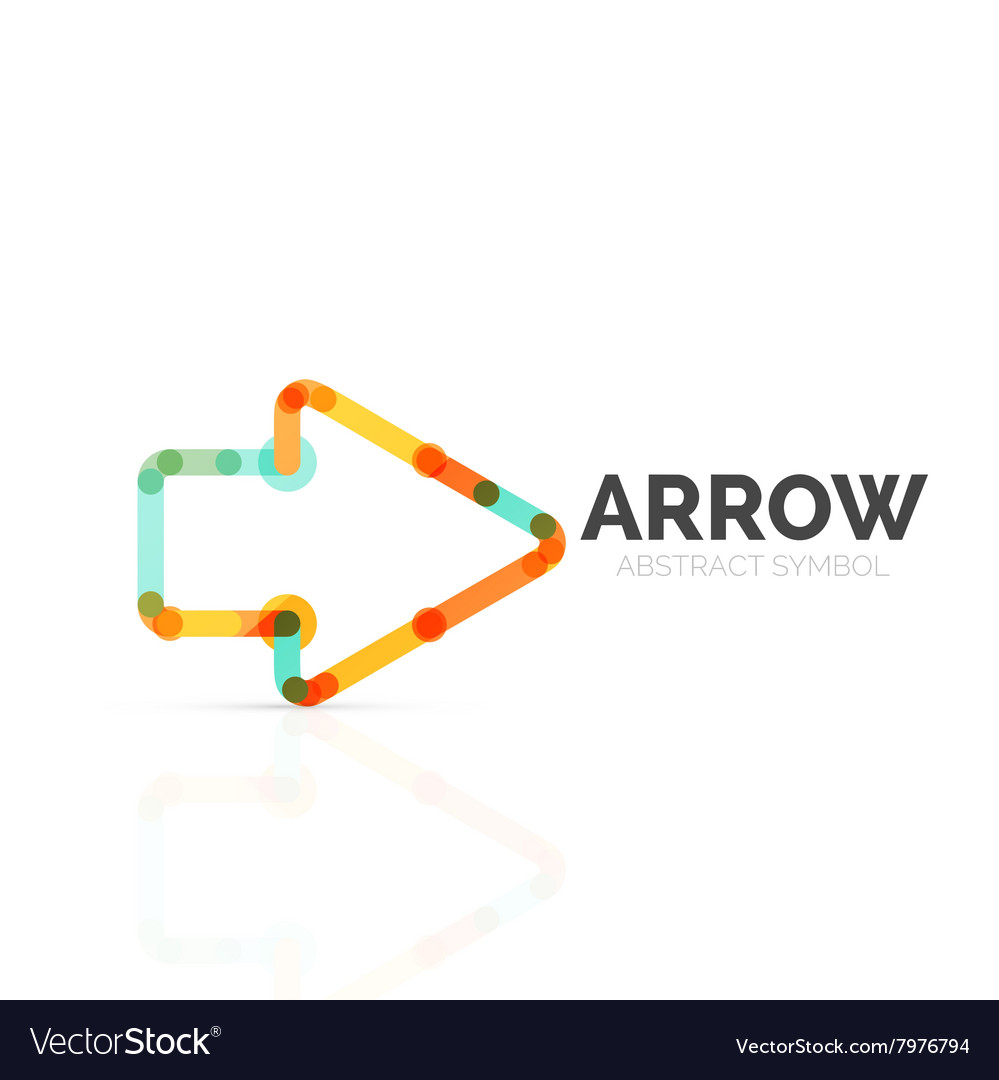 Linear arrow abstract logo connected multicolored vector image Linear arrow abstract logo connected multicolored