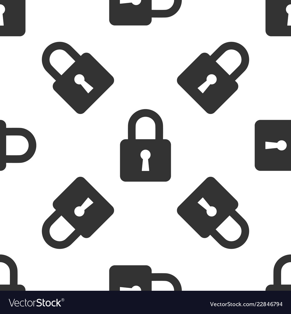 Lock icon seamless pattern on white background vector image Lock icon seamless pattern on white background