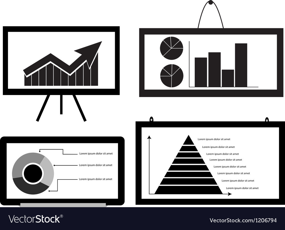 Minimal cart bar chart arrow pie