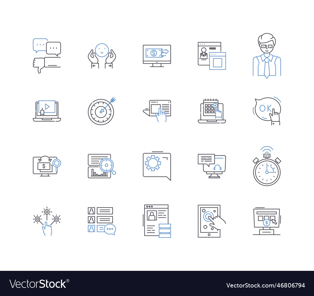 Online material line icons collection content