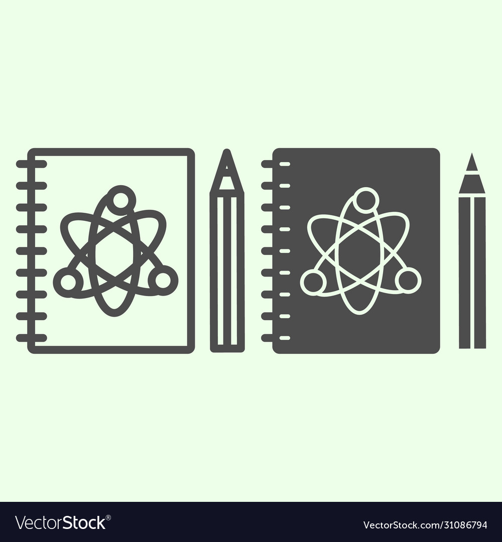 Science notepad line and solid icon workbook Vector Image Science notepad line and solid icon workbook