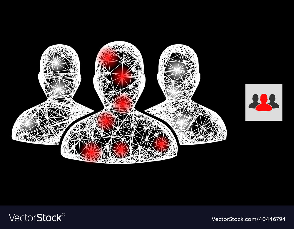 Shiny net mesh leader men group icon with light