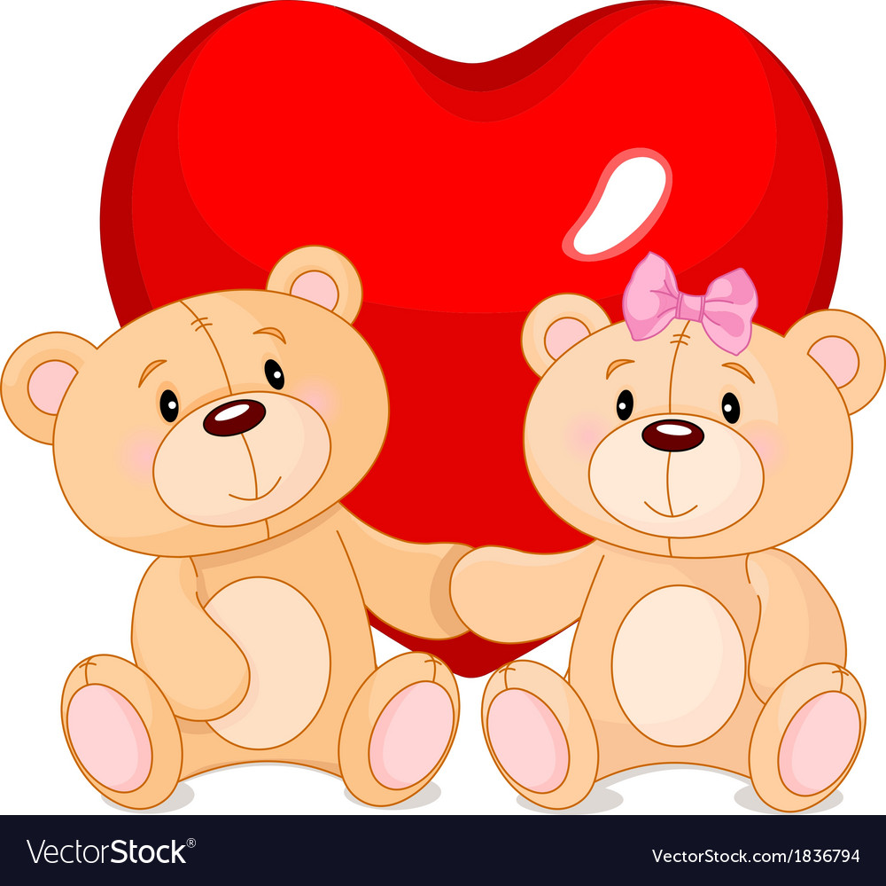 Teddy bears in love Royalty Free Vector Image - VectorStock