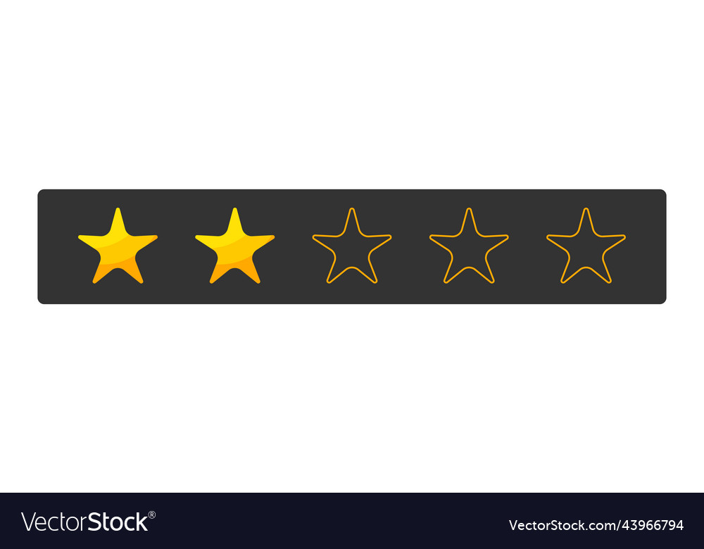Two stars rating button vector image Two stars rating button