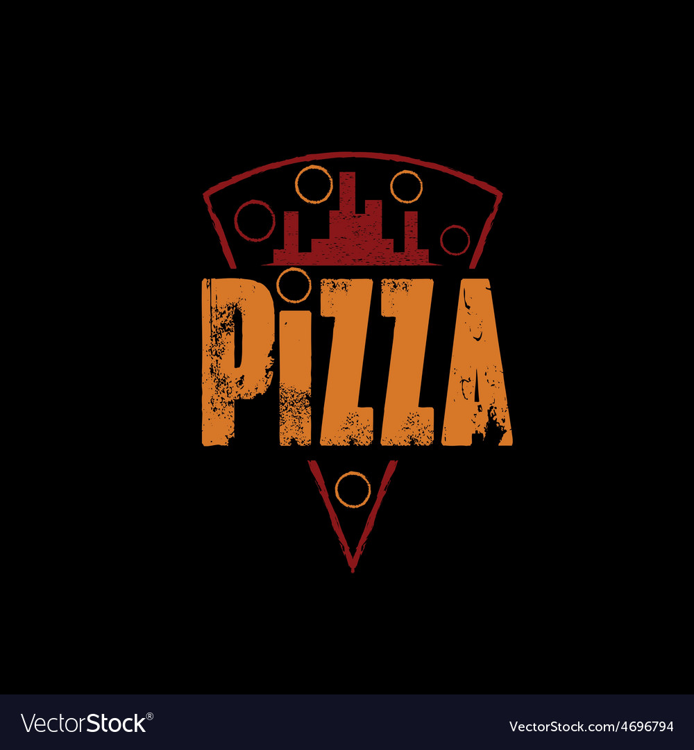 urban pizza slice design template on black vector image