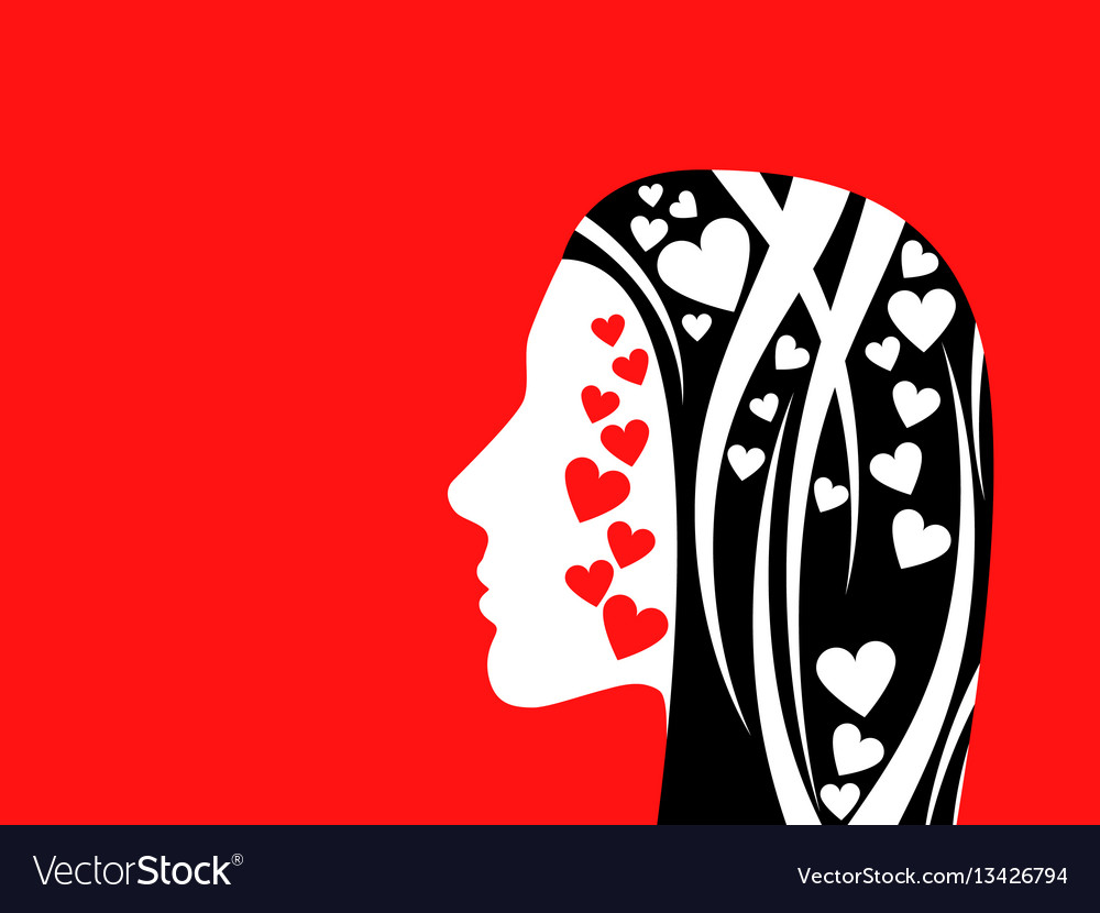 Womans face on a red background