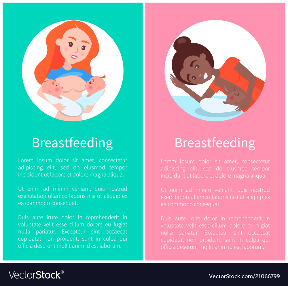 Breastfeeding banners set with mothers lying and Vector Image