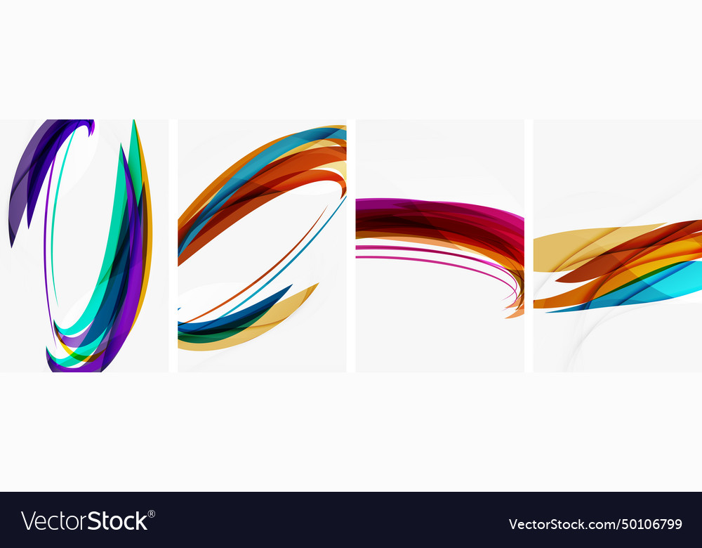 Colorful wave lines poster set for wallpaper Vector Image