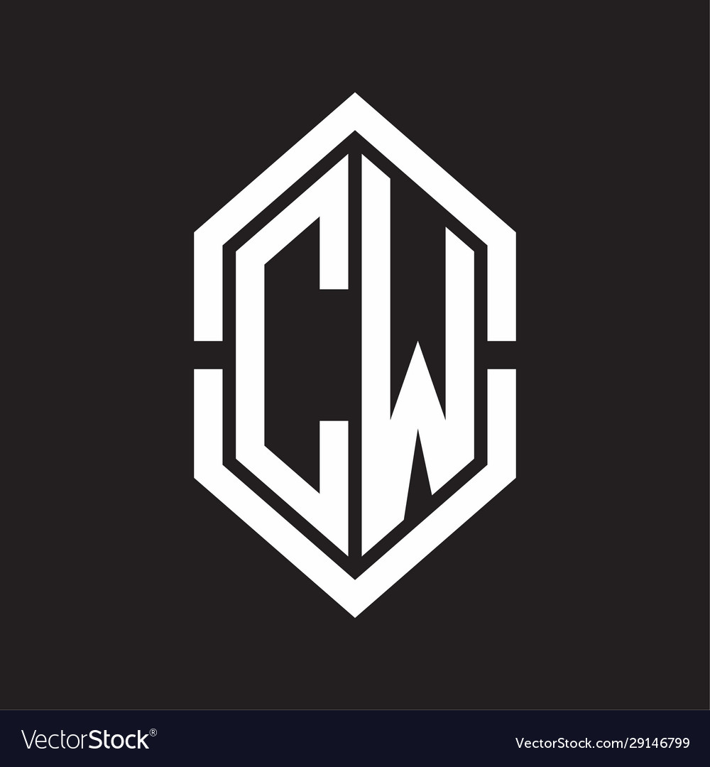 Cw logo monogram with hexagon shape and outline Vector Image Cw logo monogram with hexagon shape and outline