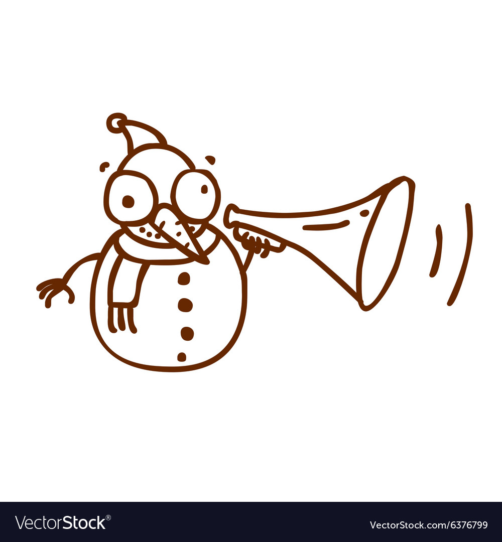 Hand drawn snowman with loud speaker