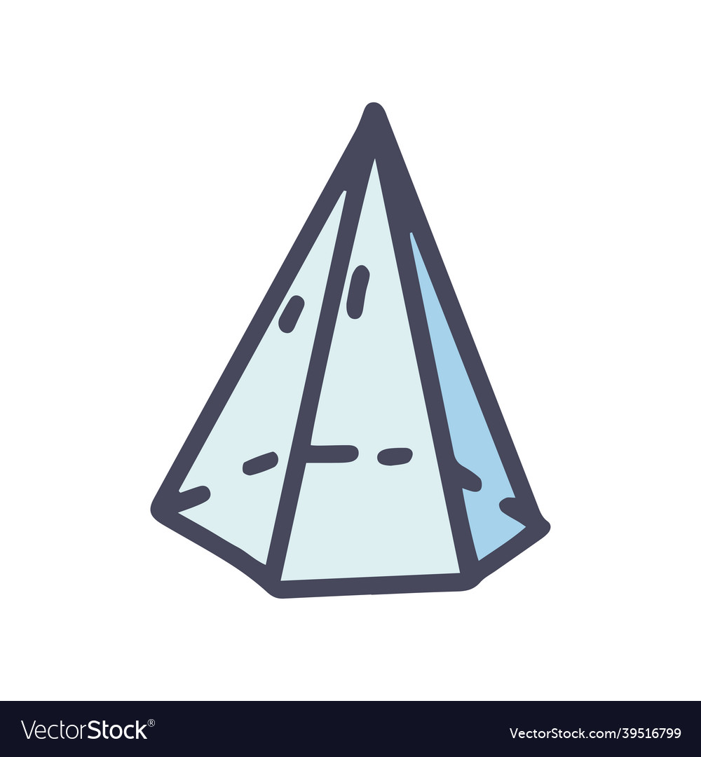 Hexagonal Pyramid Color Doodle Simple Icon Vector Image