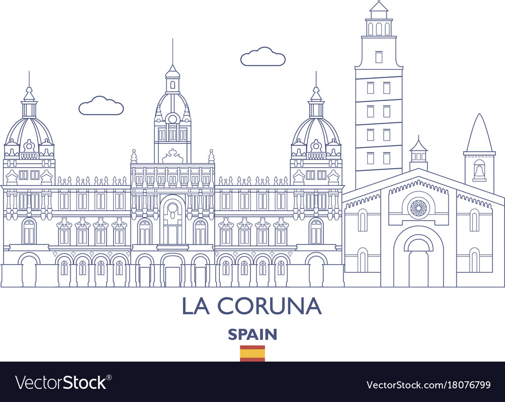 La coruna city skyline Royalty Free Vector Image