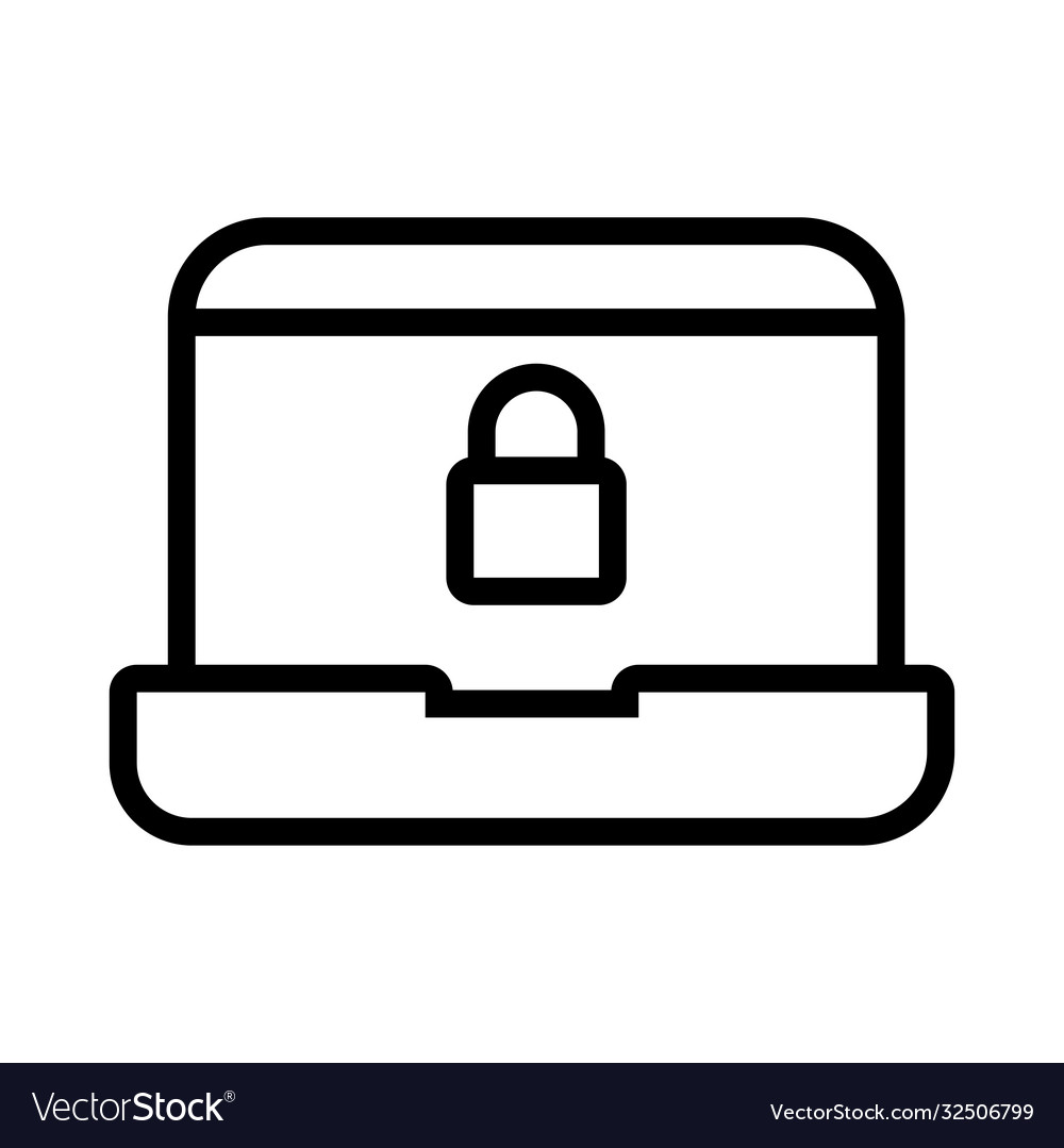 Laptop computer with padlock line style icon Vector Image Laptop computer with padlock line style icon