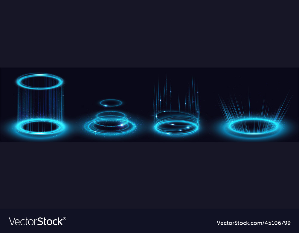 Magic portals blue light hologram effect vortex Vector Image