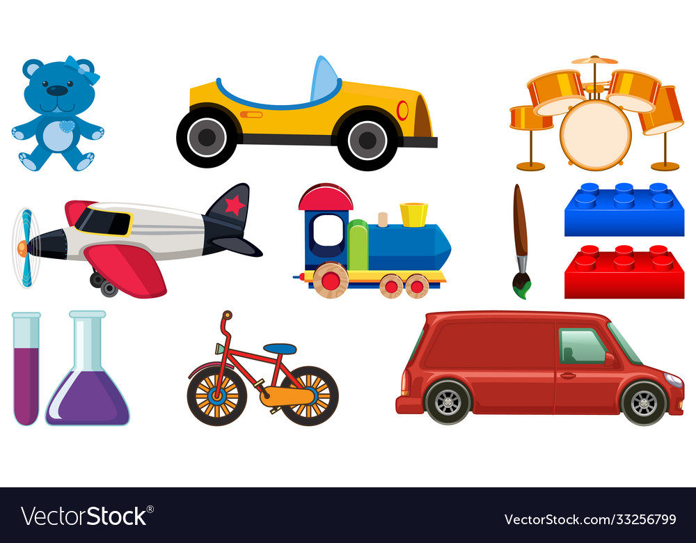 Set various objects cartoon Royalty Free Vector Image