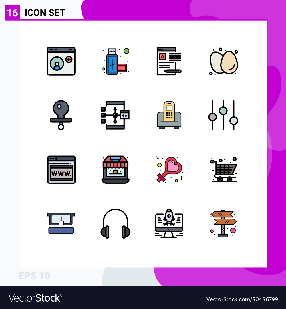 User interface pack 16 basic flat color filled