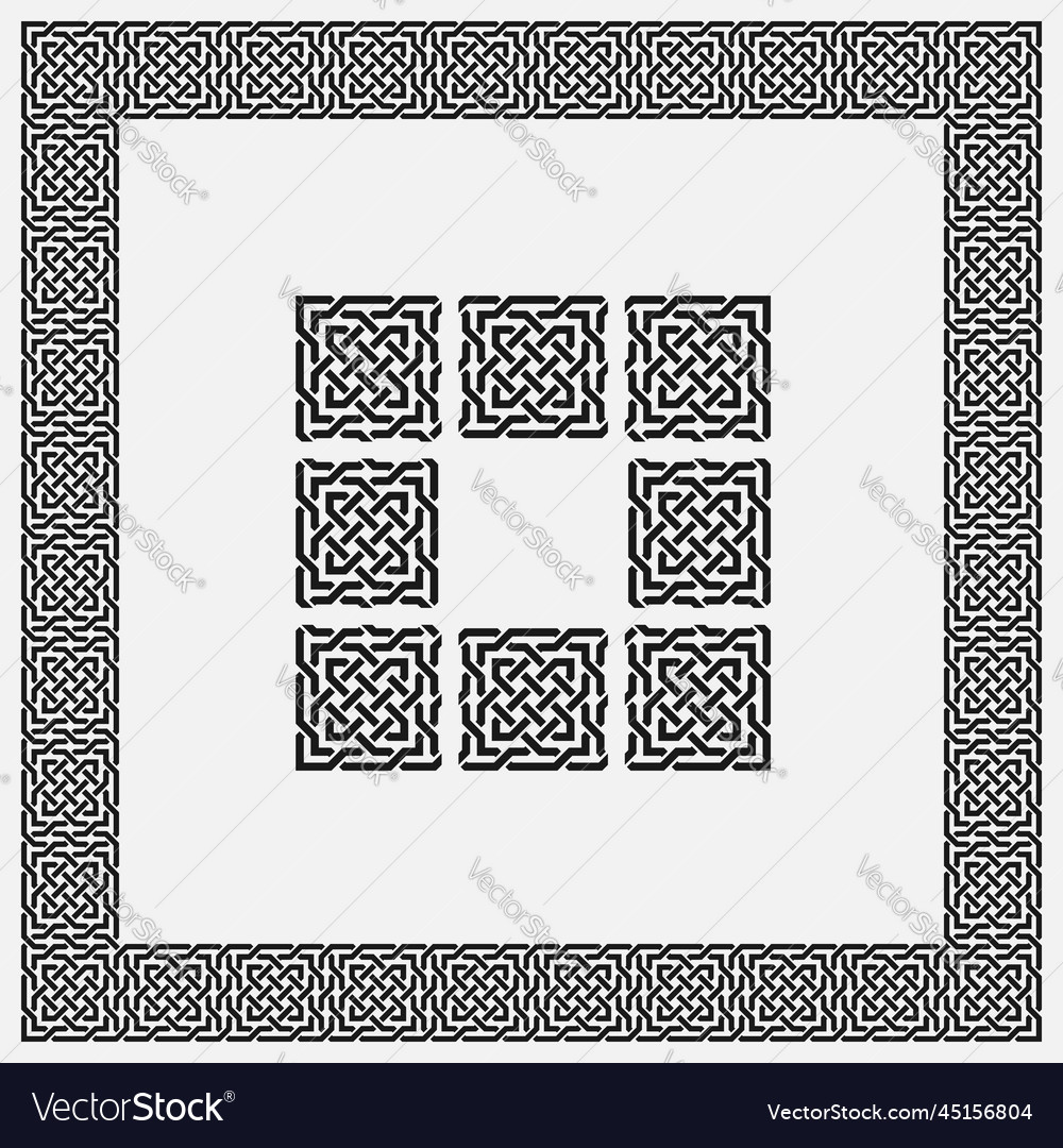 Arabic geometric pattern set for creating frames vector image Arabic geometric pattern set for creating frames