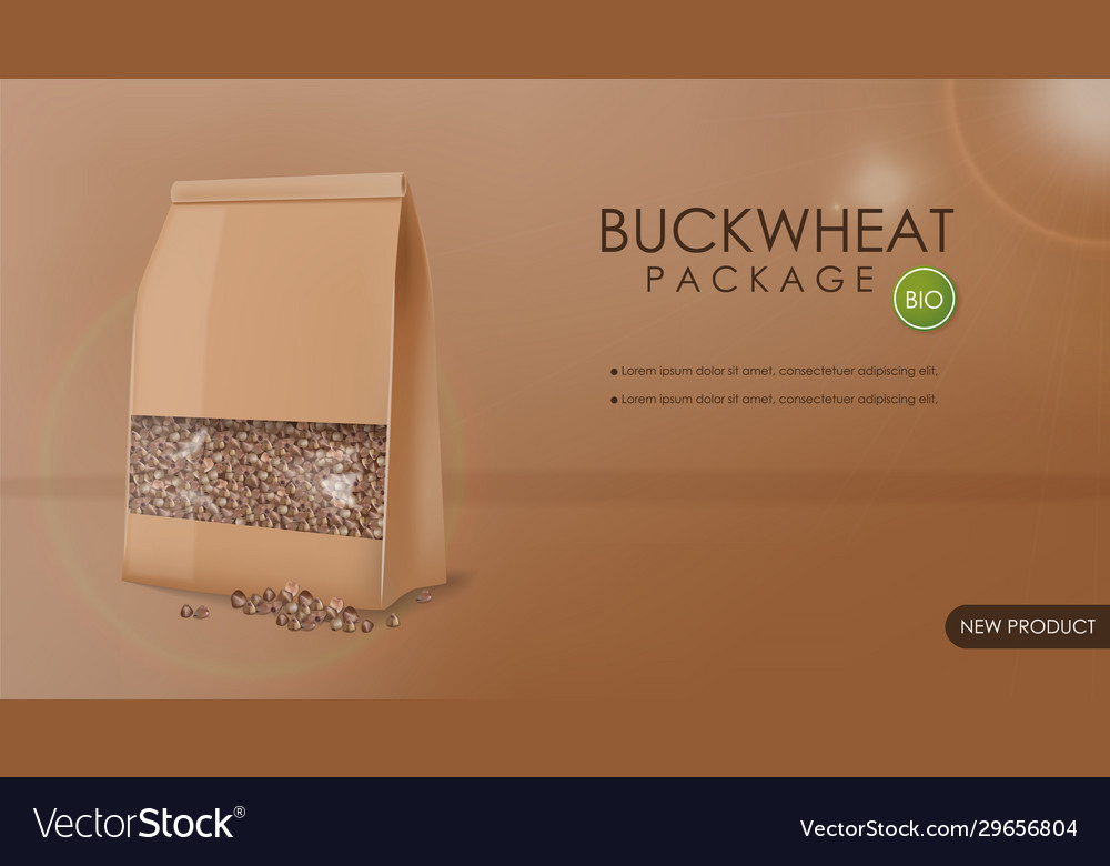 Buckwheat package realistic mock up 3d