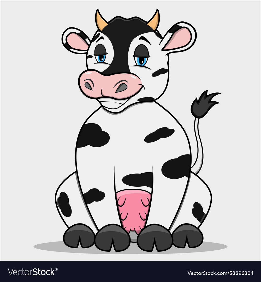 Character Cow With Smiling Relax Expression Vector Image