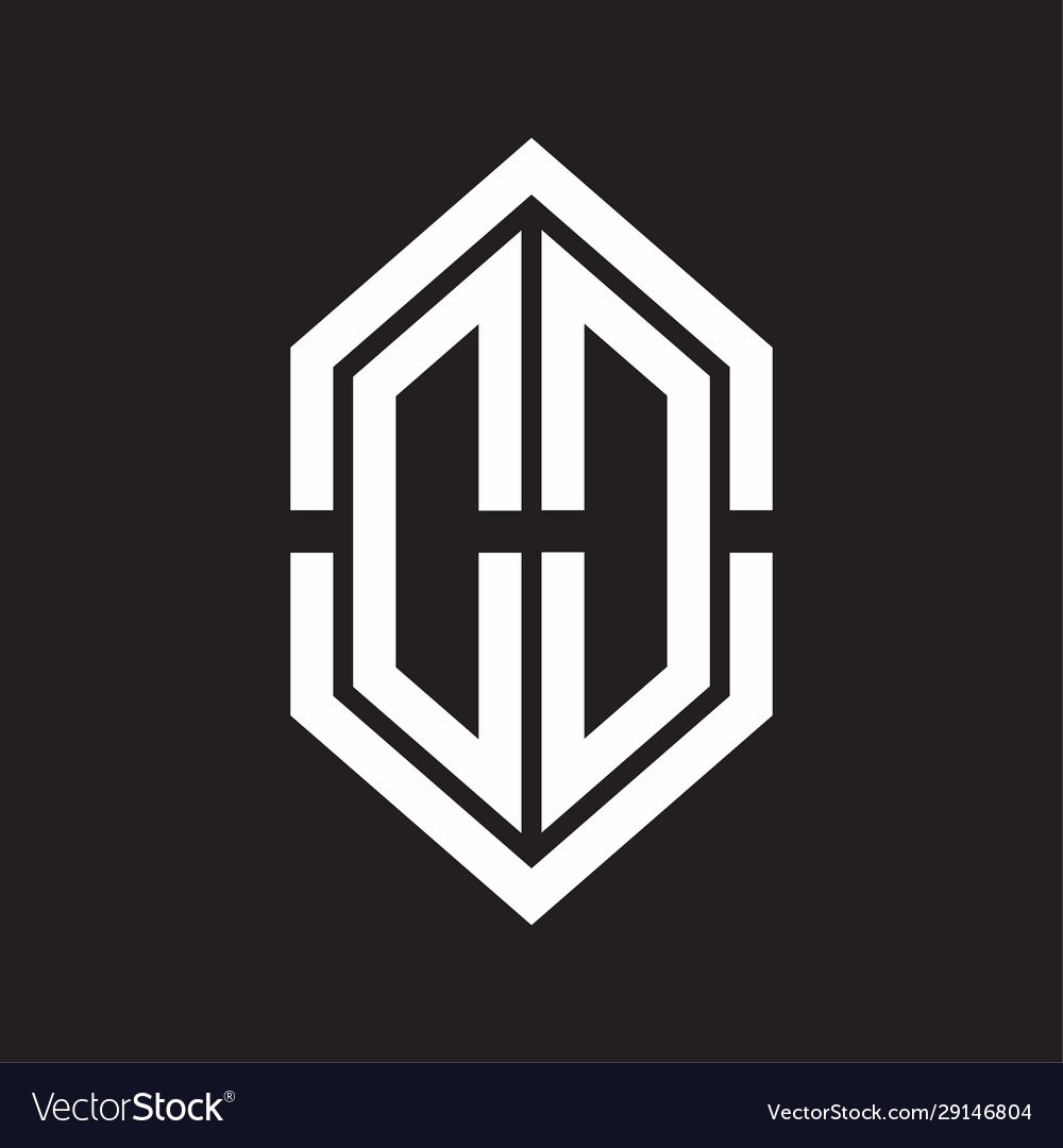 Dd logo monogram with hexagon shape and outline