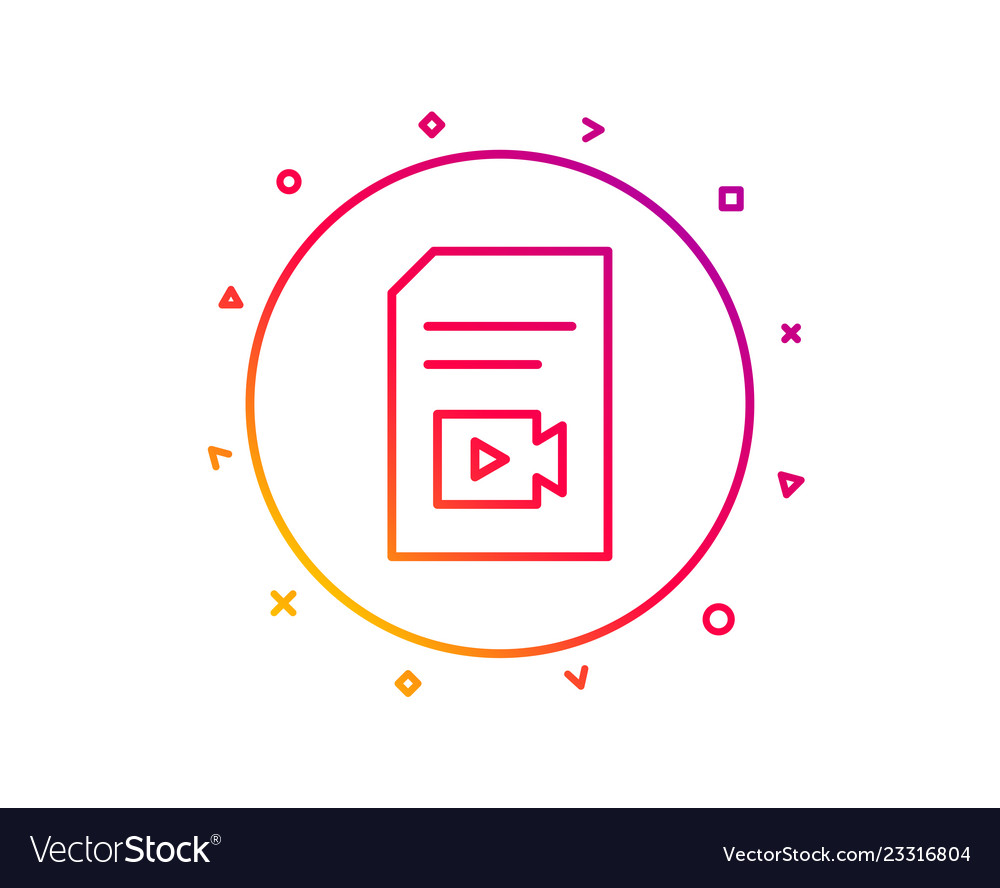Document with video line icon vlog file sign vector image Document with video line icon vlog file sign