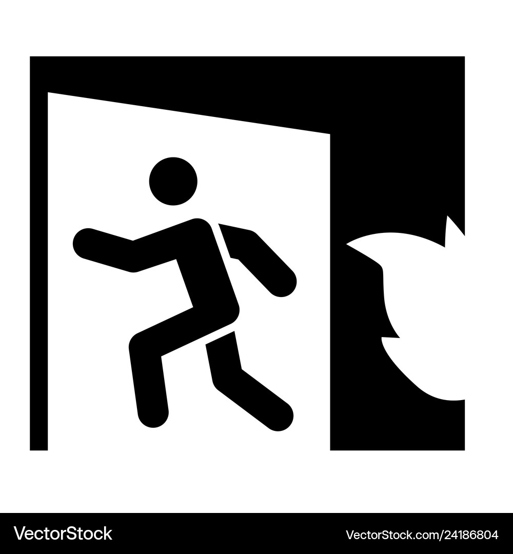 Emergency exit solid icon fire Royalty Free Vector Image