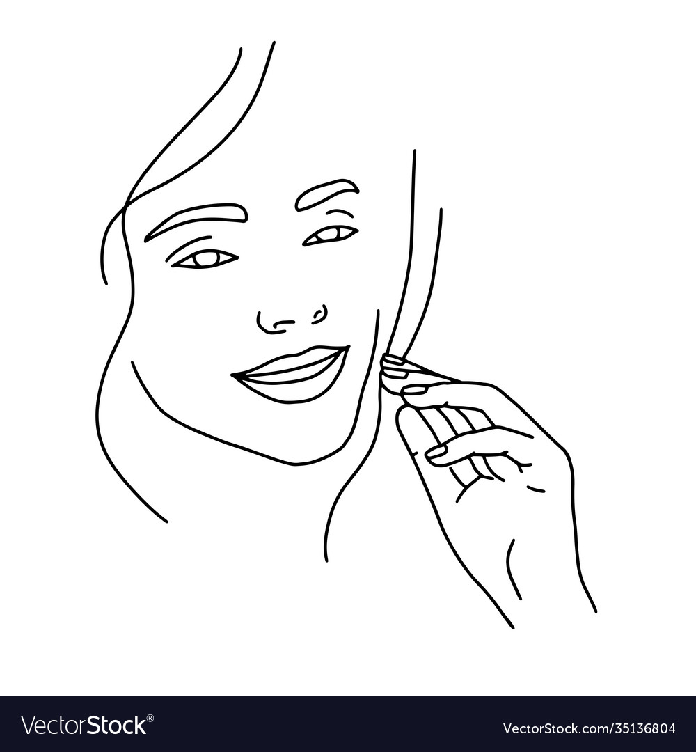 Face a beautiful young woman line art 7 Vector Image Face a beautiful young woman line art 7